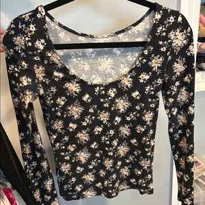 Floral Black Long Sleeve Top